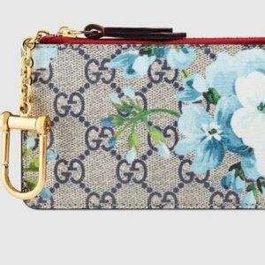 Gucci - GG Supreme Monogram Blooms Coin Case Card Holder Blue